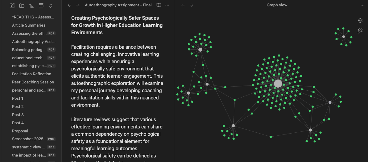 Screenshot of a learner-created concept map using Obsidian as the platform