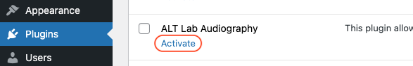 plugin in WordPress called ALT Lab Audiography